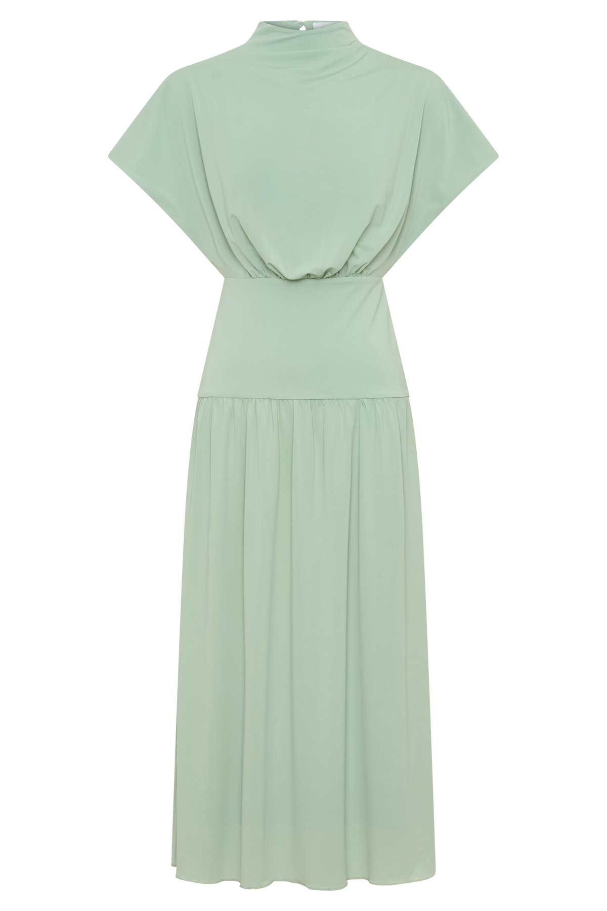 Ailla High Neck Cowl Midi Dress - Aqua Grey