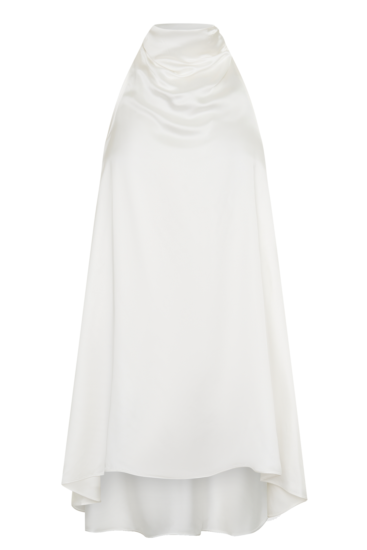 Sydney Asymmetrical Satin Halter Mini Dress - Ivory