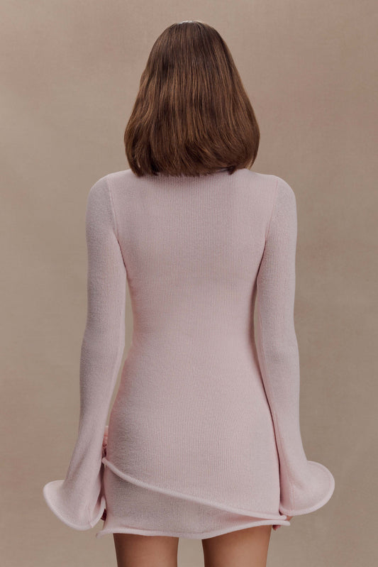 Samira Knit Long Sleeve Mini Dress - Misty Rose