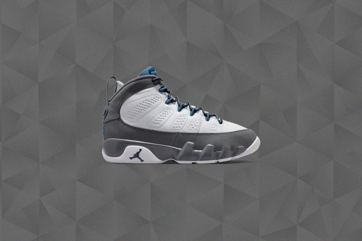 Air Jordan 9 Retro 'Flint Grey' (GS) - White/French Blue/Flint Grey