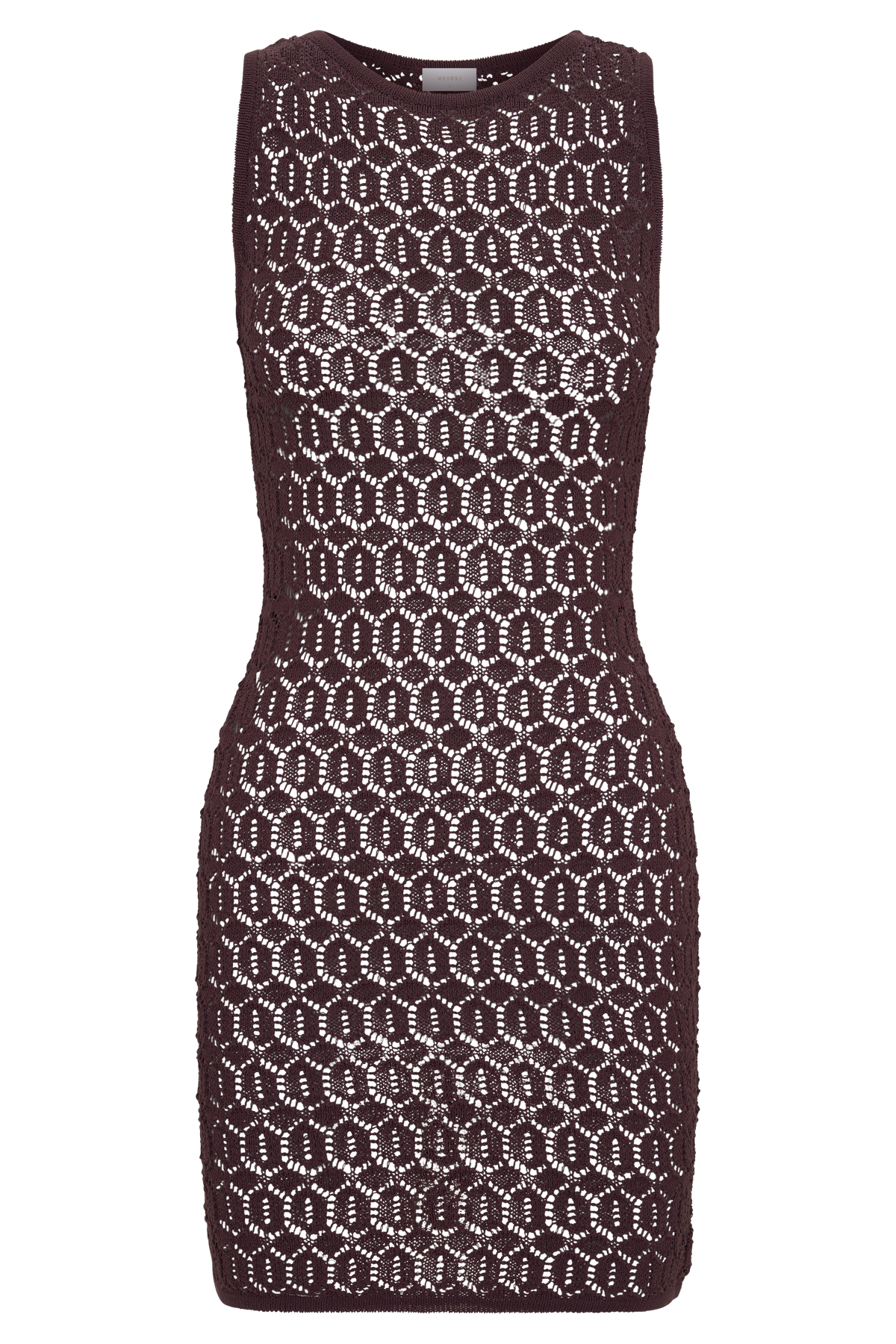 Cherly Knit Crochet Mini Dress - Chocolate