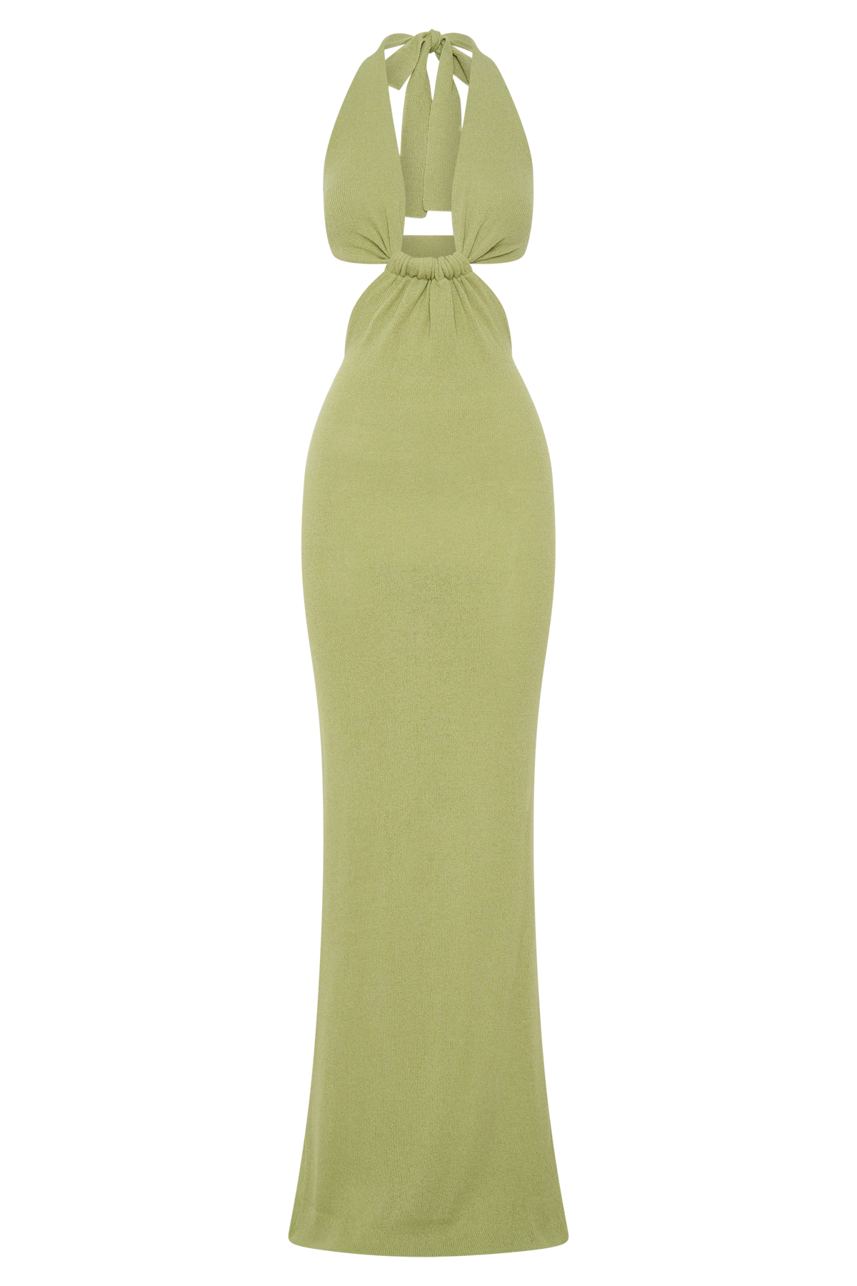 Theresea Halter Knit Maxi Dress - Light Olive